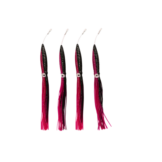 Pack of 4 x 390mm Large Long Nose Squids (Black & Purple)